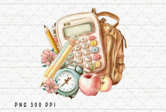 Back to School Pencil Watercolor PNG Illustrations