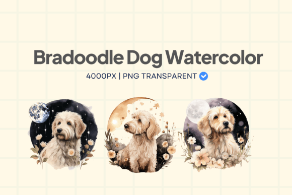 Bradoodle Dog Watercolor Element PNG Review