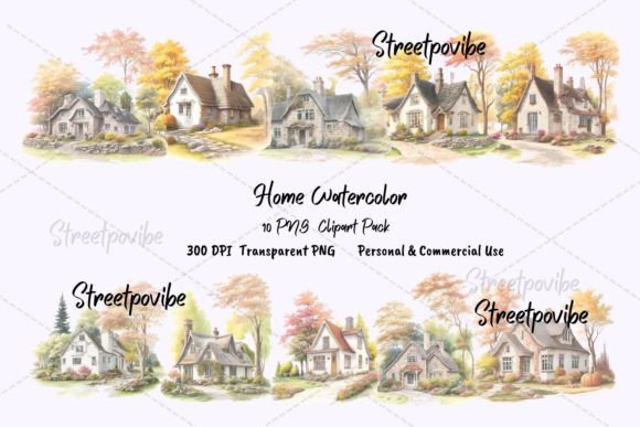 Cottage Home Illustrations: Watercolor Clipart Review