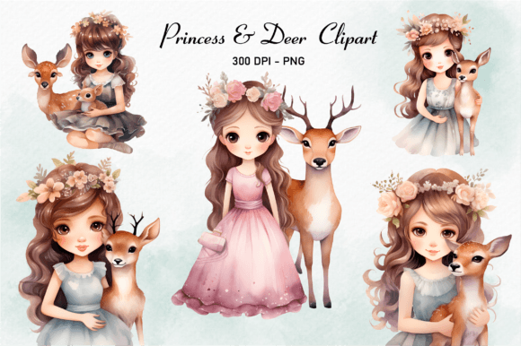 Cute Princess Deer Watercolour Clipart Review