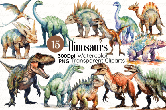 Dinosaur Watercolor Cliparts Bundle: Illustrations Review