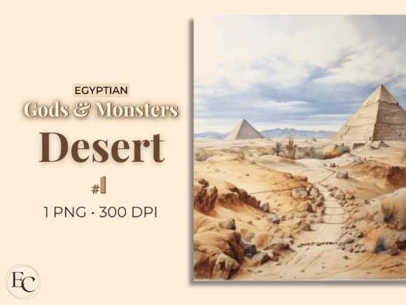 Egyptian Desert Watercolor Scene Illustrations
