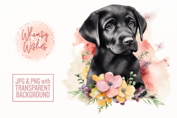 Floral Black Lab Dog Watercolor Illustrations Review