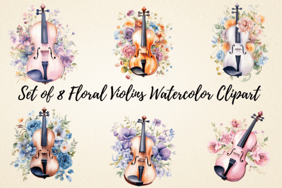 Floral Violin Watercolor Clipart Bundle: Illustrations Review