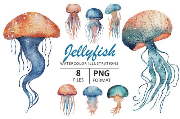 Jellyfish Watercolor Illustration for Brand Illustrations