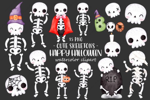Skeleton Halloween Watercolor Clipart: Illustrations Review