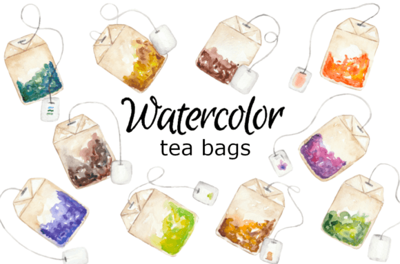 Tea Bags Watercolor Clipart: Illustrations for Crafters