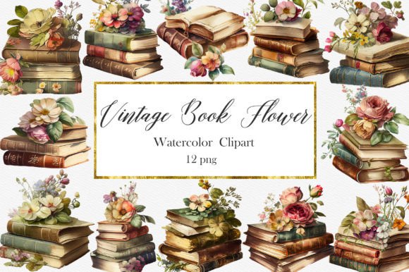 Vintage Book Flower Illustrations for Branding