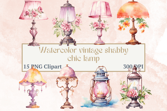 Vintage Floral Lamp Illustrations for Branding
