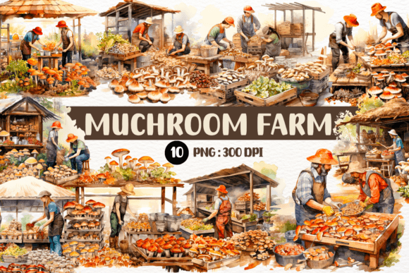 Watercolor Autumn Mushroom Farm Clipart Review