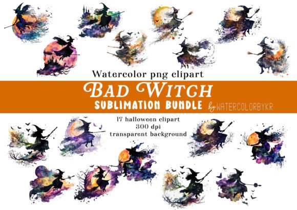 Watercolor Bad Witch Bundle: Illustrations for Branding