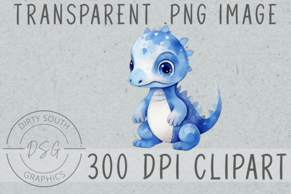 Watercolor Blue Baby Dinosaur Illustrations Review