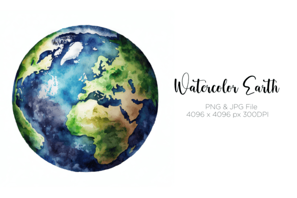 Watercolor Earth Clipart: Illustrations for Eco Branding