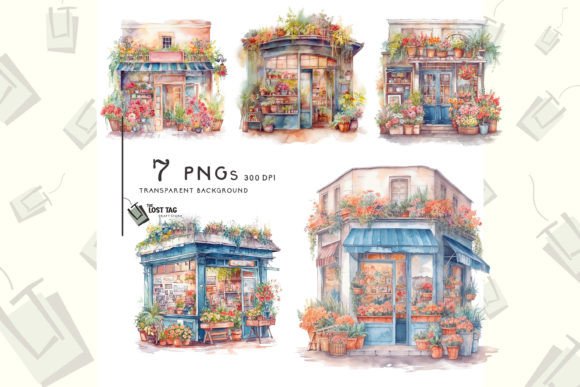Watercolor Flower Shop Illustrations for Editorial Design