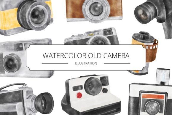 Watercolor Old Camera Illustration for Vintage Illustrations