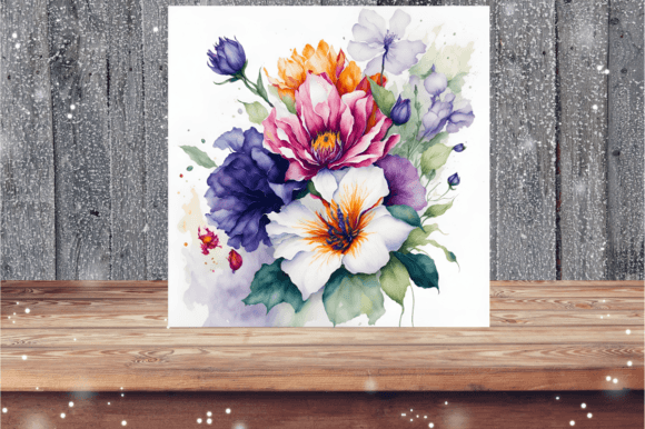 Watercolor Painting Superimposed Flowers Illustrations
